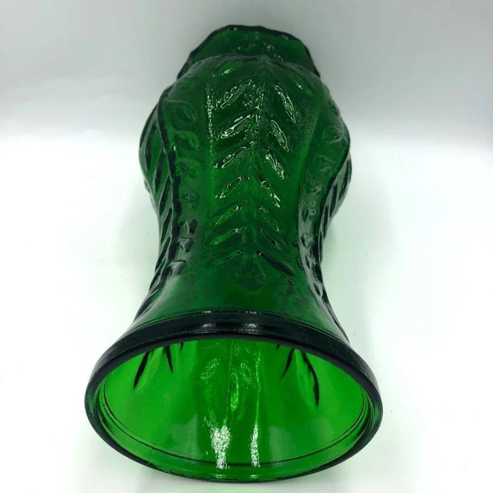 Vintage 1980 FTD Green Glass Flower Vase